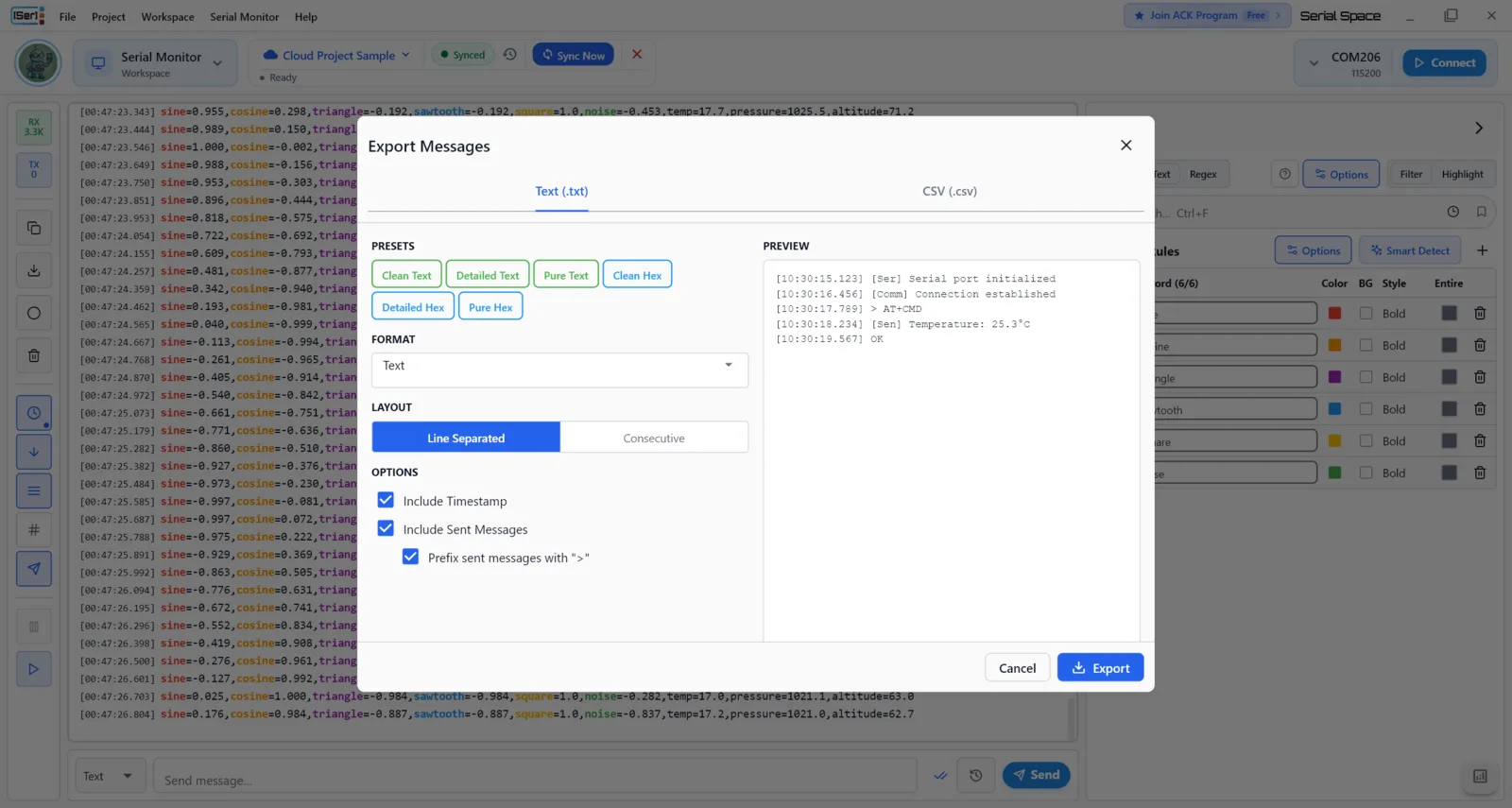 Structured Session Export